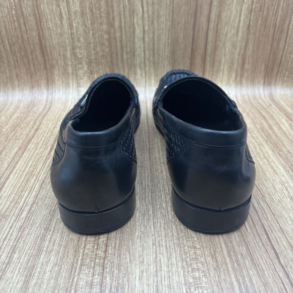 Donald‎ J Pliner Nadim Loafers Mens 13 M Black Woven Leather Bit Made in Italy - Picture 4 of 8